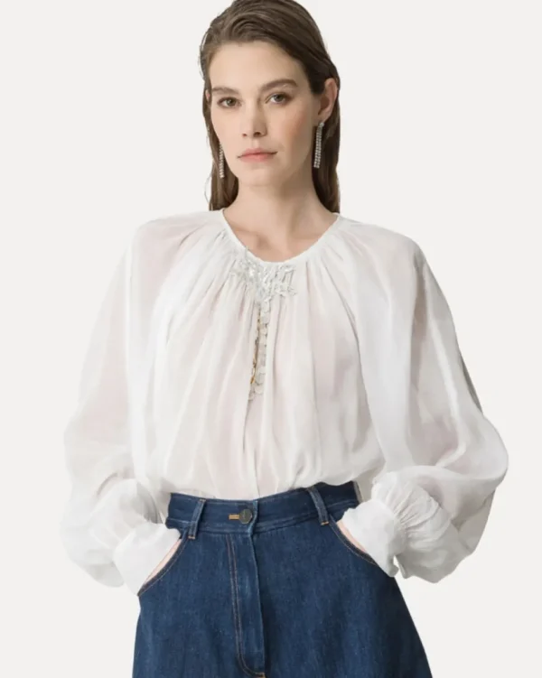 CAMISA "PEARL SUITE"EMBROIDERY CO/SE VOILE BOHEMIAN SHIRT FORTE_FORTE