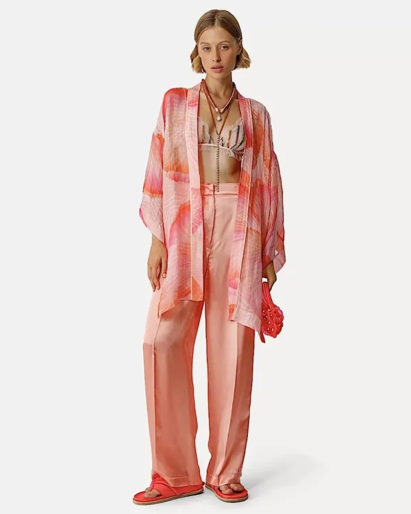KIMONO EN LINO VAPOROSO Y SEDA CON DISEÑO ESTAMPADO DE "DREAM" FORTE_FORTE