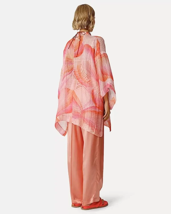 KIMONO EN LINO VAPOROSO Y SEDA CON DISEÑO ESTAMPADO DE "DREAM" FORTE_FORTE