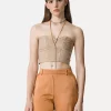 TOP DE BUSTIER EN LINO Y LUREX CON UN PATRÓN DE MICRO ESPIGA FORTE_FORTE