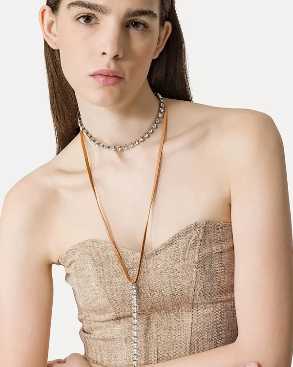 TOP DE BUSTIER EN LINO Y LUREX CON UN PATRÓN DE MICRO ESPIGA FORTE_FORTE